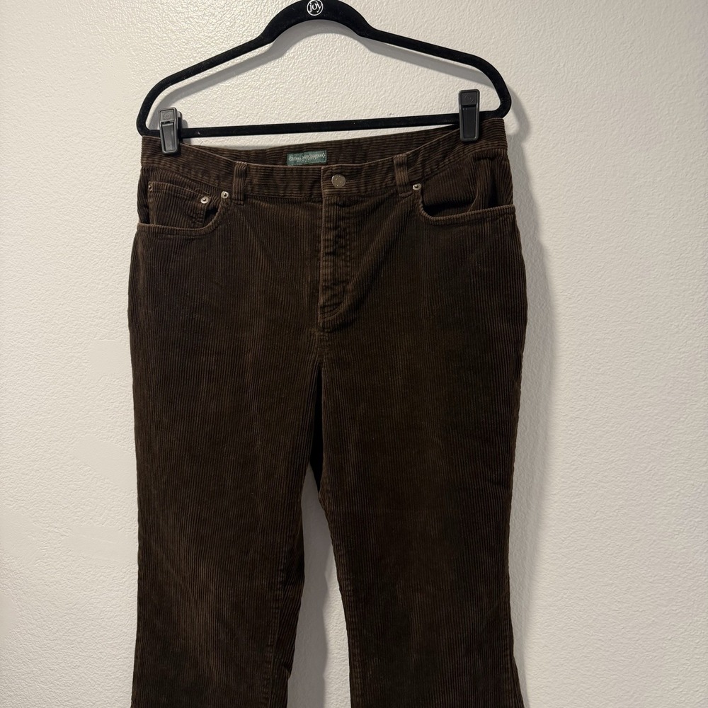 Y2K Polo Ralph Lauren Jeans Co. Size-14/P Womens Corduroy Pants Brown - Picture 13 of 16